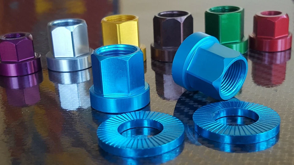 DMR NUTZ Wheel Axle Nuts (PAIR) CNC ALLOY Mountain Bike BMX 3/8" or 14mm - Image 4 of 4