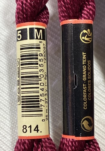 DMC Coton Perle Embroidery #814 - 5M 100% cotton - 1 box contains 12 skeins NEW - Picture 3 of 16