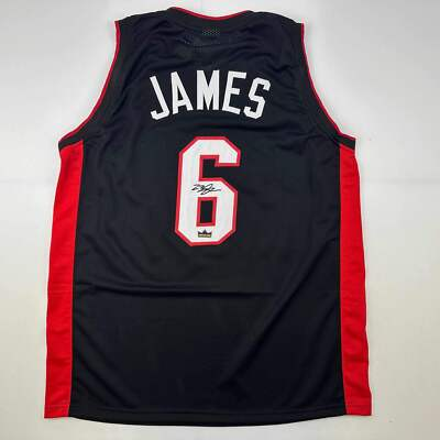 #ad Facsimile Autographed LeBron James Miami Black Reprint Laser Auto Jersey Mens XL $74.99