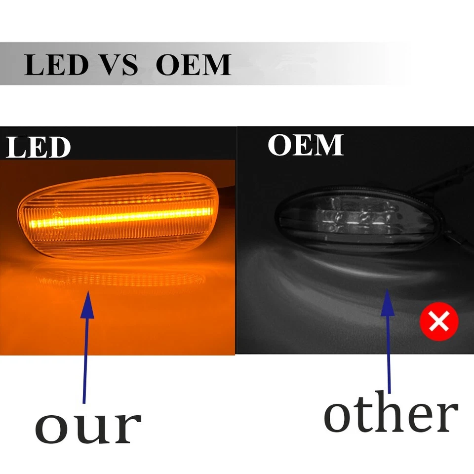 For 1993-01 Subaru Impreza Front Dynamic Amber LED Side Marker Turn Signal Lamp Foto 3 de 4