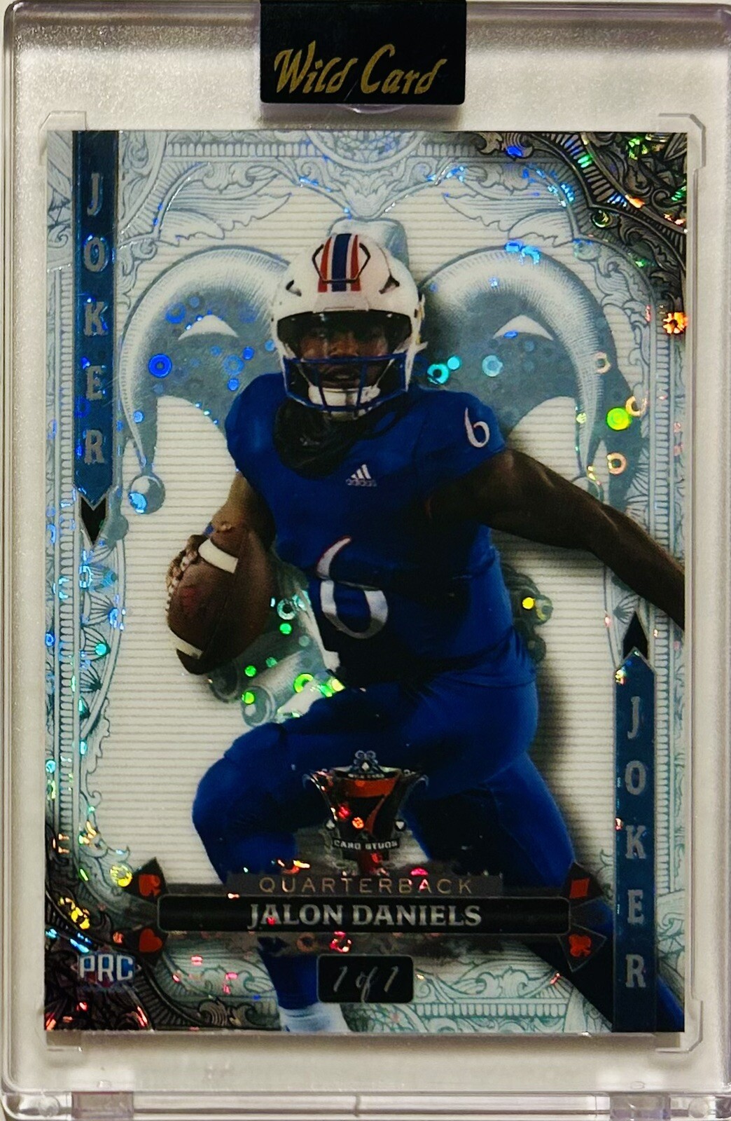 Jalon Daniels 2024 Wild Card 7 Card Studs Joker's Wild PRC 1/1 Sparkle #W7JW-JD