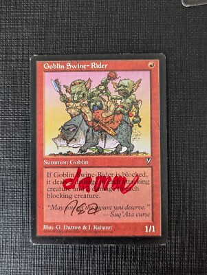 GOBLIN SWINE-RIDER MTG VISIONS DOUBLE SIGNED ULTRA RARE DARROW RABAROT ORIGINAL