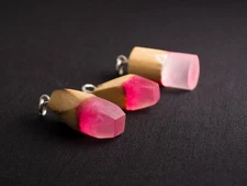 Set of 3 Pink Maple Wood Keychains / Finder Rings — Handmade Wood Accessory Gift