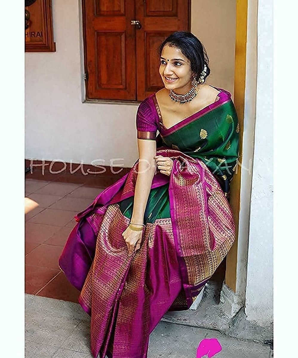 blouse for dark green silk saree