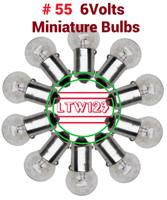 (10)  MINIATURE LAMP BULBS 55 6V 2 C.P M.B