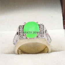 Jade Oval Cut Gemstone With 925 Sterling Silver Ring For Men's #B177