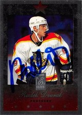 Radek Dvorak autographed Hockey Card Florida Panthers, SC 1996 Donruss Elite #19