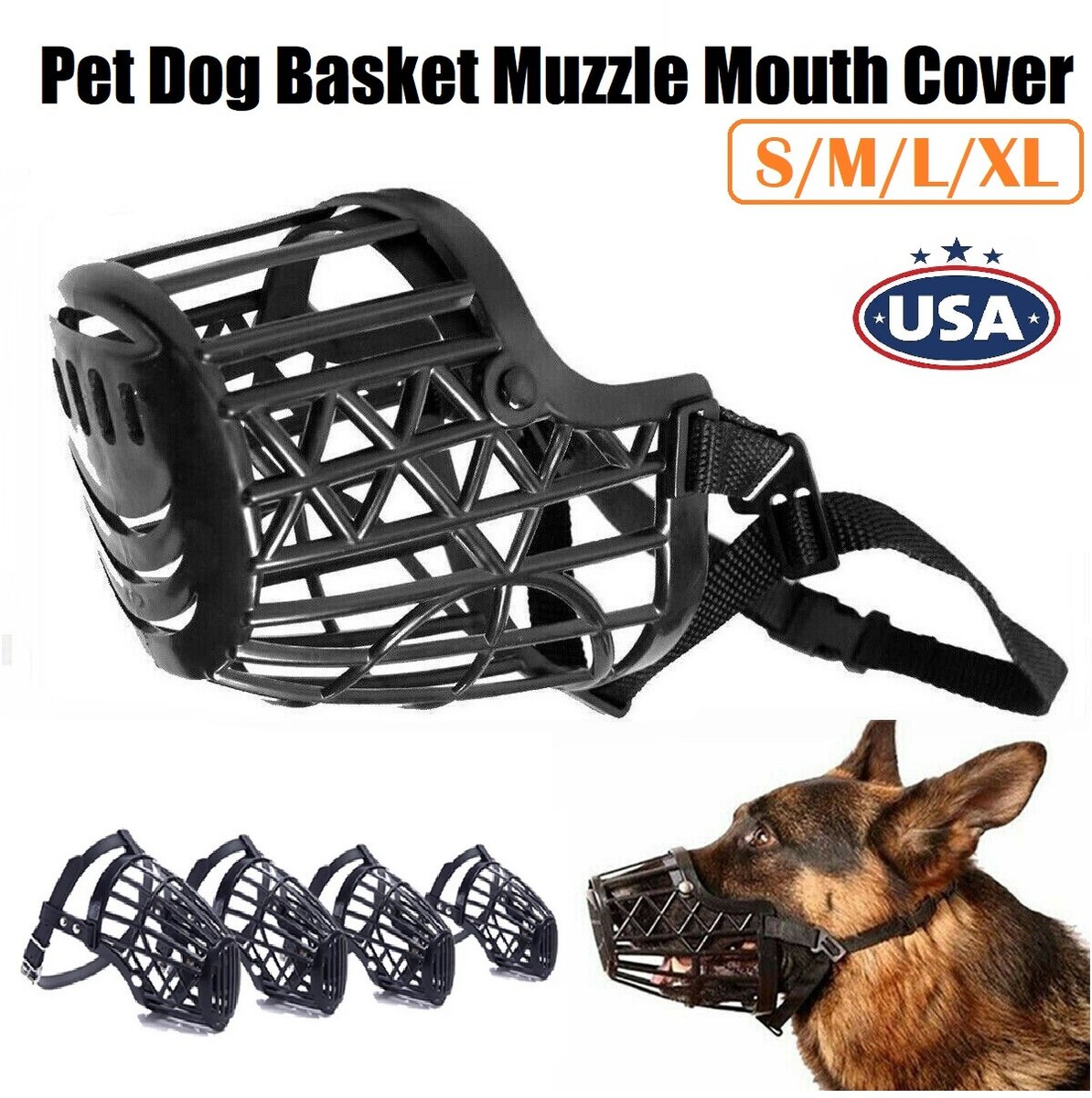 Large Pet Dog Basket Muzzle Mouth Cover Mesh Cage NoBarking Biting Chewing  USA