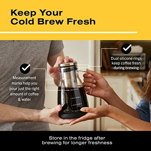 Cold Brew Koffiezetapparaat 32oz Cold Brew Pitcher Met Roestvrij Staal Super Dense Filter Voor Iced Brew