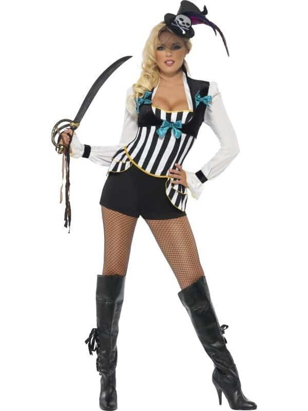 Ladies Fever Sexy Pirate Princess Swashbuckler Fancy Dress Costume UK 12-14