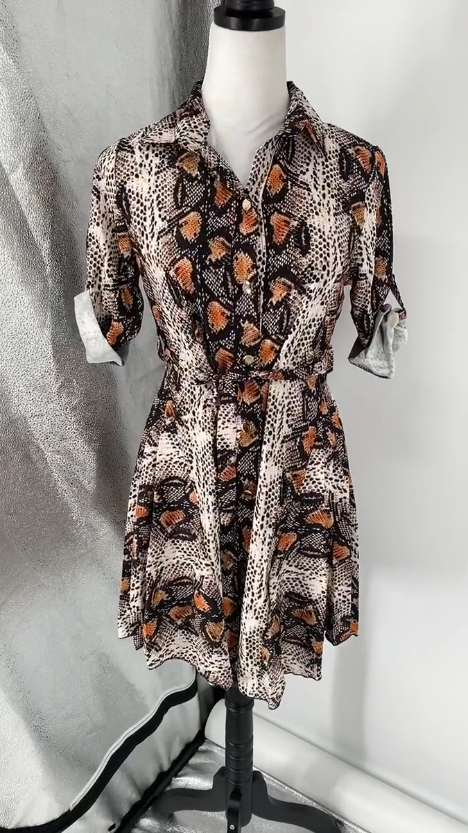 short sleeve snake print dress Tahari Women's Size M Snake Print Short Sleeve Wrap Sheath Dress