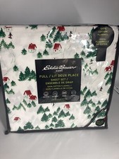 Eddie Bauer Flannel Sheets Winter Ski Chalet 100 Cotton Full New