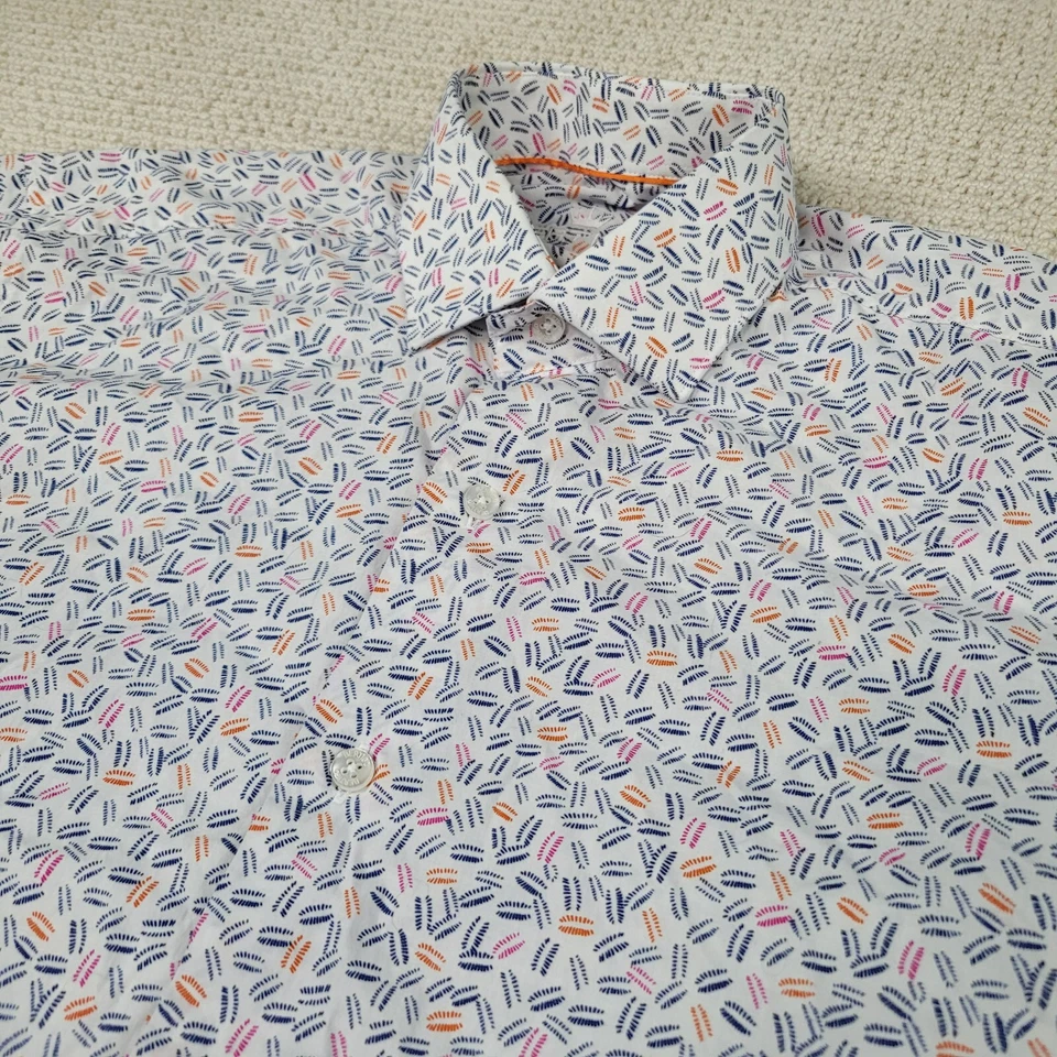 Camisa Bertigo Para Hombre Mediana Blanca Geo Abotonada Informal Manga Corta Foto 2 de 4