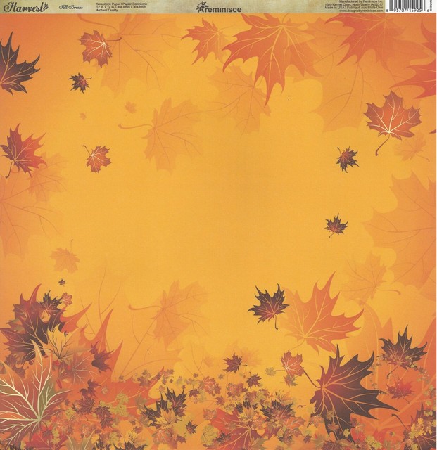 REM - Fall Breeze Scrapbooking Paper 12x12 HAR-018 Leaves Thanksgiving ...