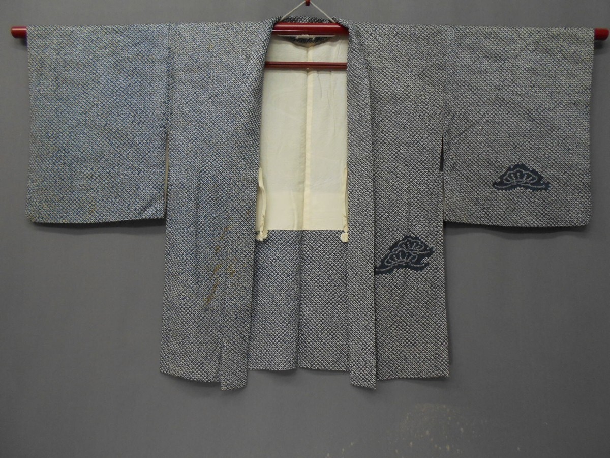 K21209 Japanese Vintage Shibori Haori Pine trees Pattern | eBay