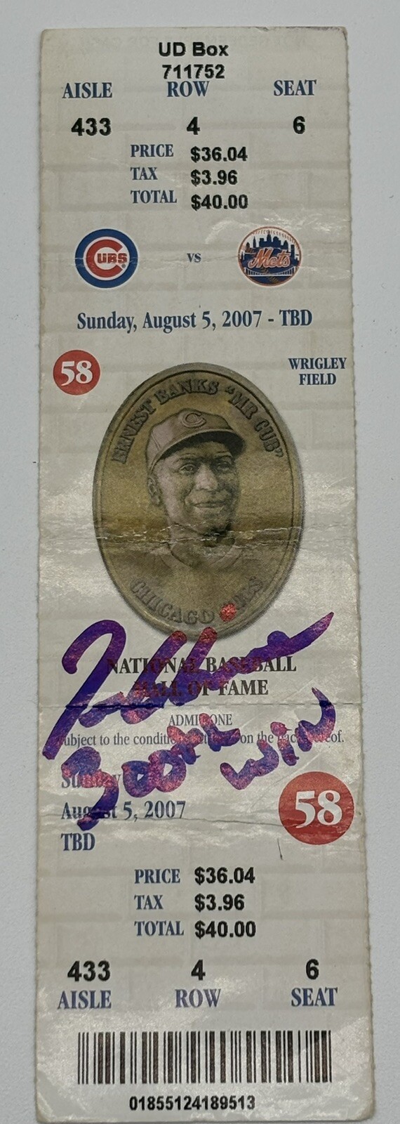Tom Glavine Autograph Signed Ticket w/ 300th Win - Atlanta Braves COA ⚾️