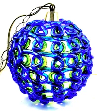 Vintage Blue Green White Acrylic Swag Spaghetti Light Fixture Mid Century Modern