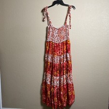 Anthropologie Abel The Label Womens Medium Boho Floral Maxi Dress Smocked Bodice