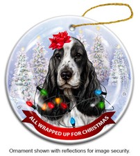 English Cocker Spaniel All Wrapped Up For Christmas Holiday Ornament