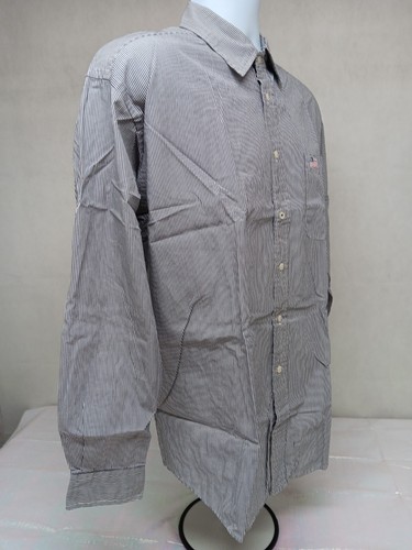 Ralph Lauren Polo Jeans Company Mens Large Gray White Stripes Button Shirt Roomy - Picture 7 of 11