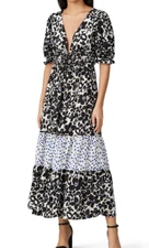 LOVE, WHIT by Whitney Port Black Floral Puff Sleeve Dress Size XL