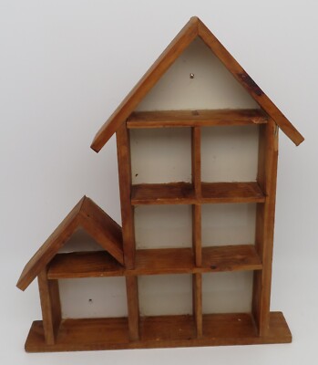 Vitrine Ou étagère En Bois Avec Miniatures – Objets En Métal Et Porcelaine Vintage – Occasion En Très Bon état