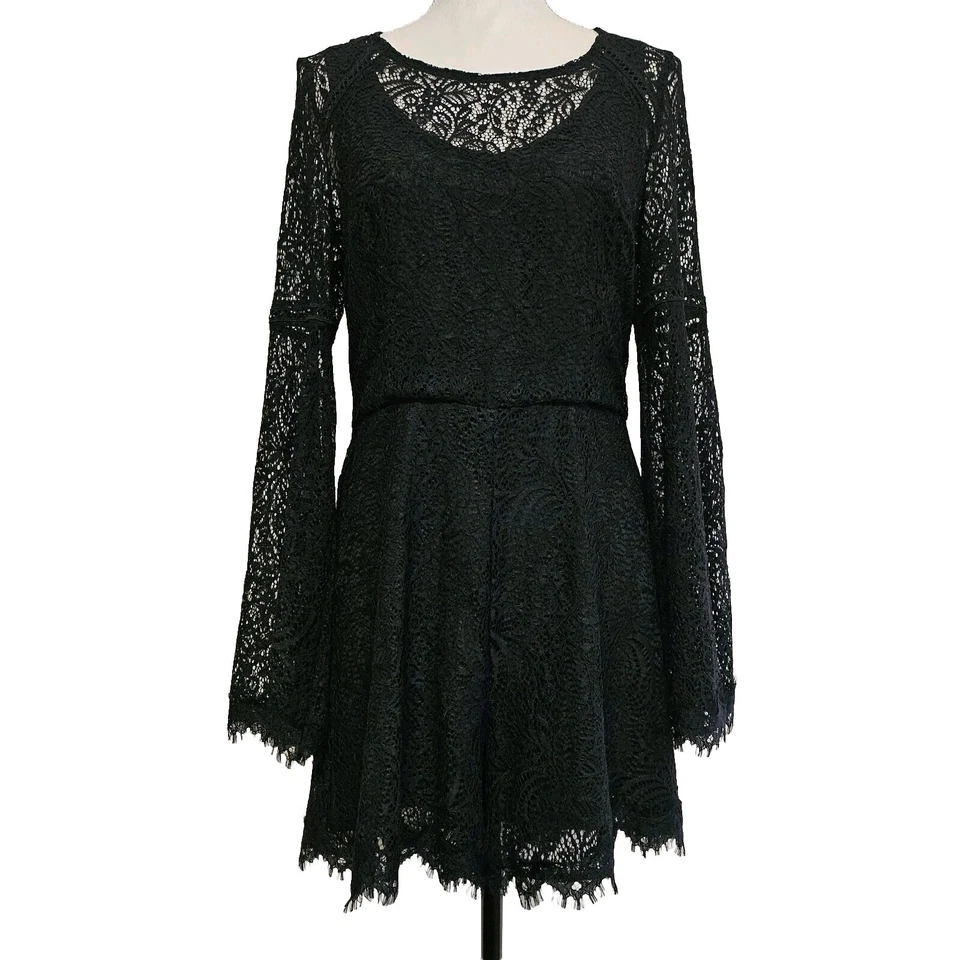 Nuevo con etiquetas Mameluco Bebe $150 Negro Encaje Manga Campana Bruja Talla 10 Fairy Grunge Whimsigoth Foto 2 de 4