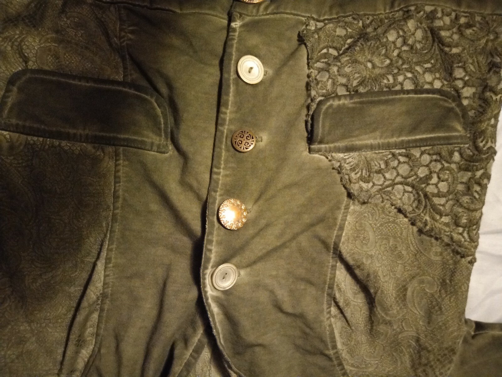 Yest Army Green Patchwork Unique Jacket Women's M… - image 3