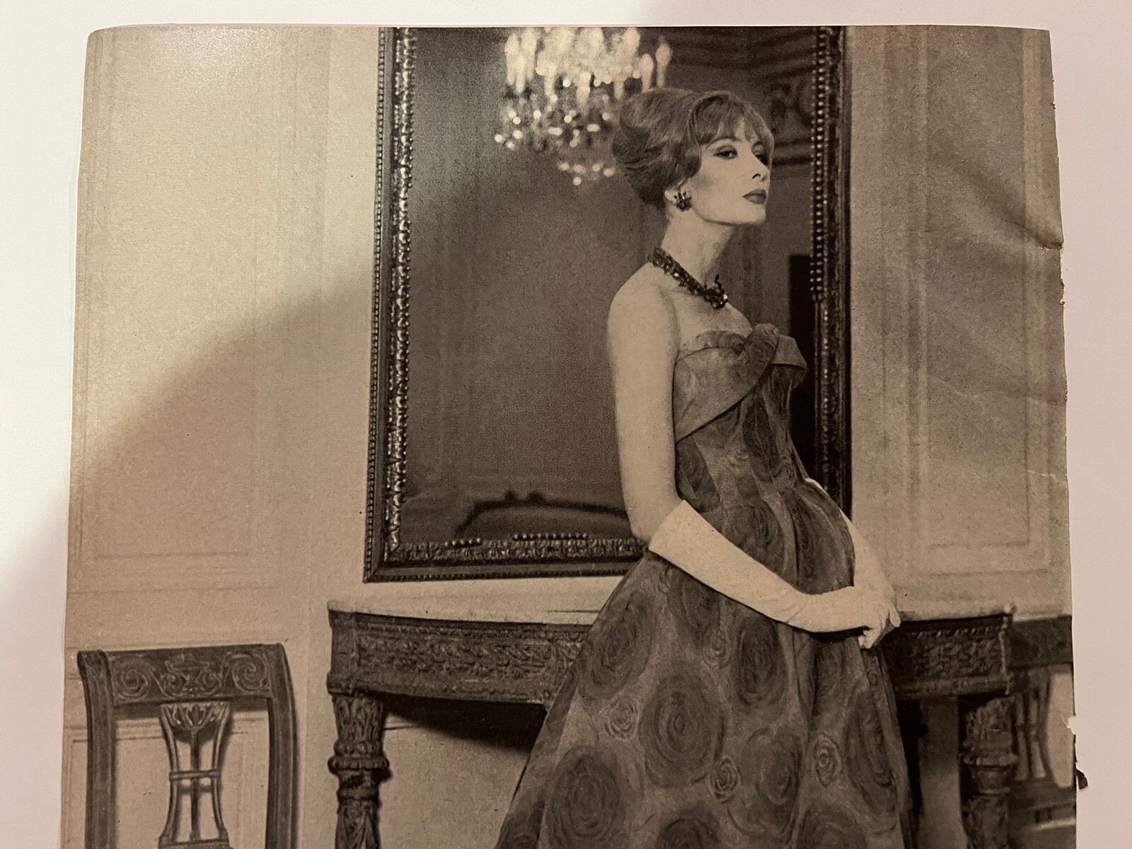 Vtg 1960s AD, Hattie Carnegie Custom-Made Collection, Pinwheel Rose Silk, NYC