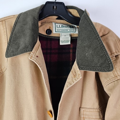 LL Bean Jacket Mens XL Chore Barn Coat Wool Liner Original Field Work Wear Beige - Picture 4 of 13