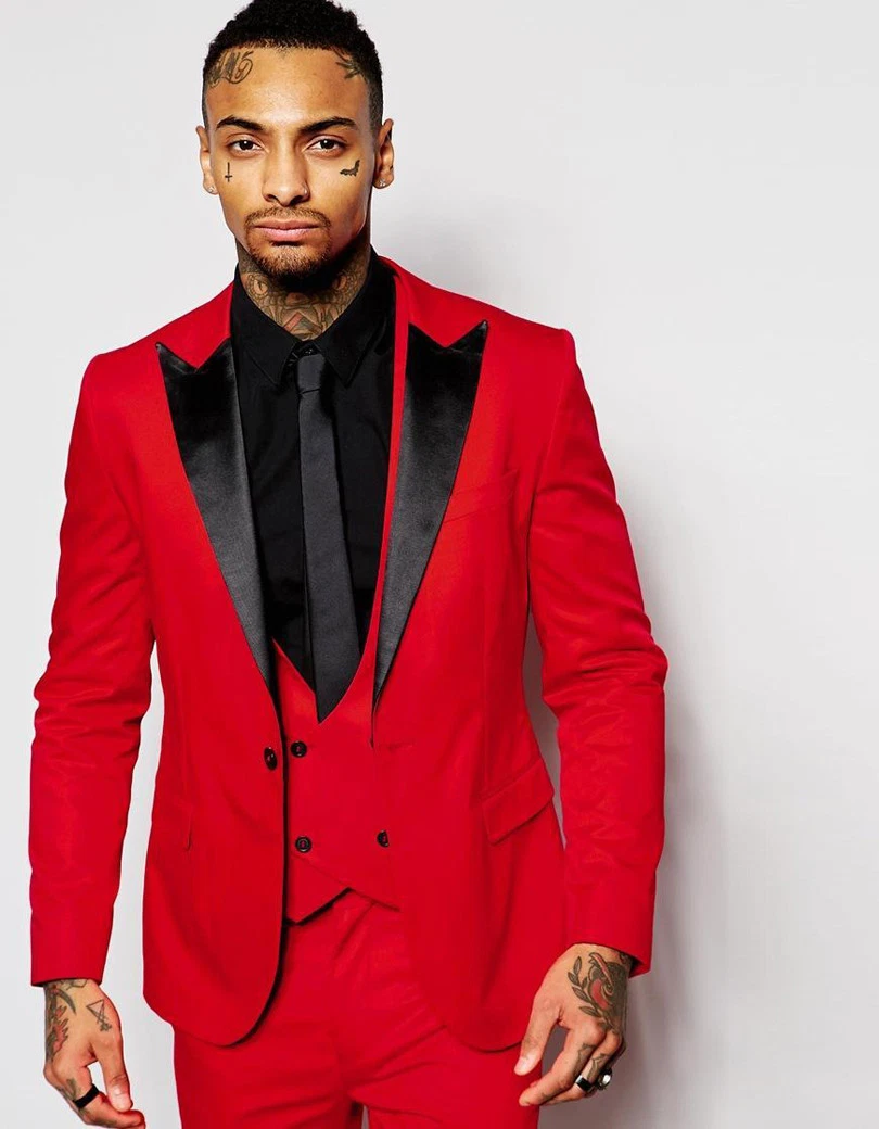 red wedding suits