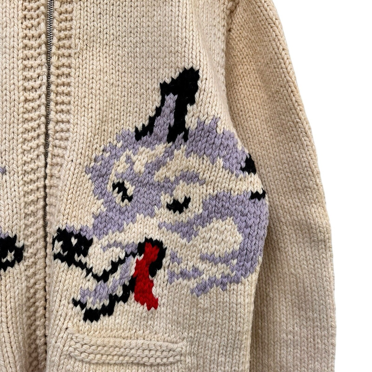 VINTAGE WOLF COWICHAN 100% WOOL Knit Sweater Jacket *MINT