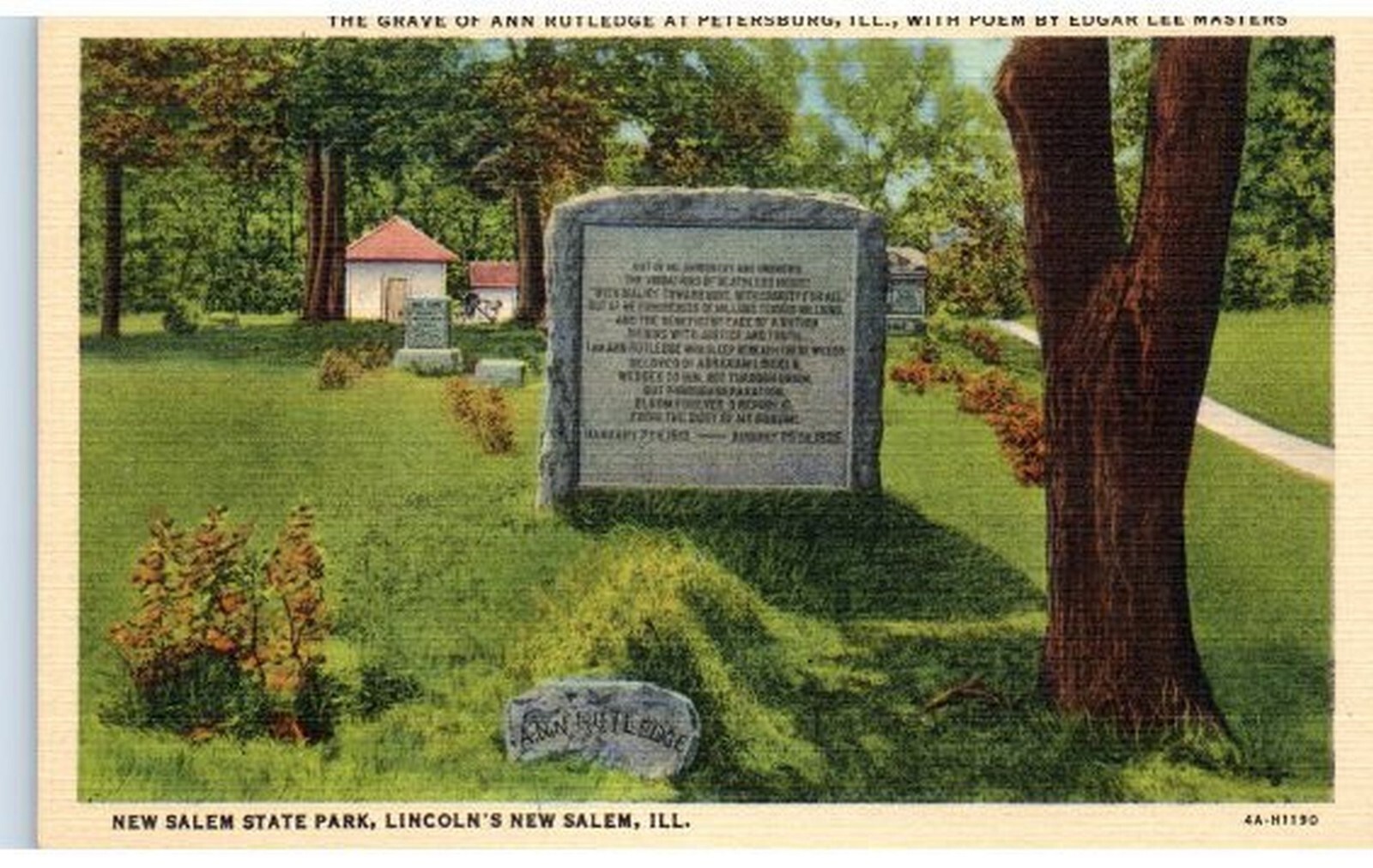 ca. 1945 Grave of ANN RUTLEDGE, St. Petersburg, Illinois Linen POSTCARD ...