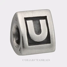 Authentic Pandora Sterling Silver  "U"  Initial Bead 790323