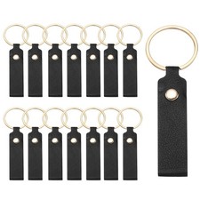 20Pcs PU Leather Laser Engraving Keychain Blanks Black 3.7" x 0.7"