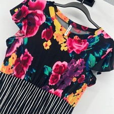 Now & Forever Floral Stripe Dress, Midi Length, Womens Medium Stretch