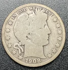 1908-D BARBER HALF DOLLAR - US COLLECTIBLE COIN 90% SILVER #313