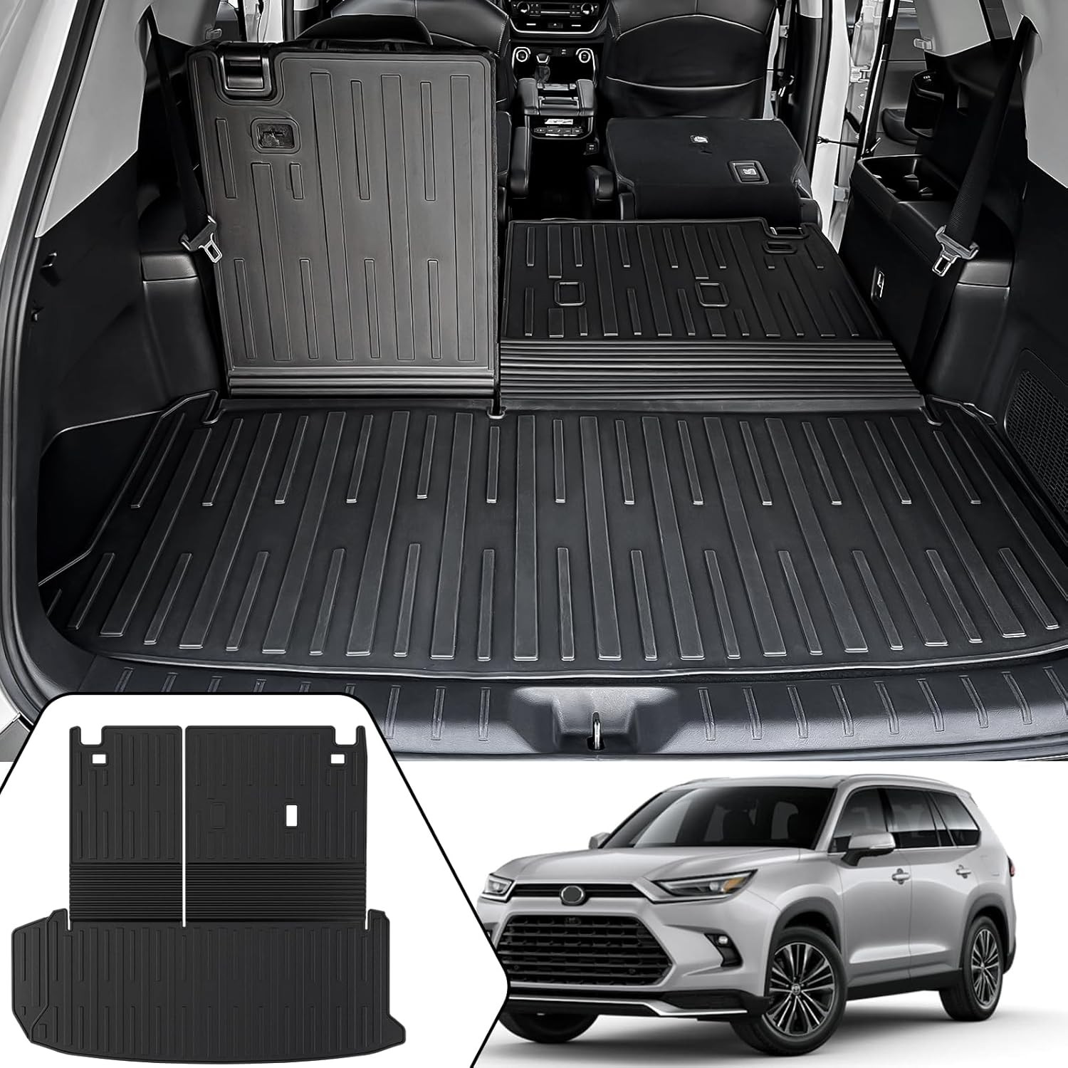 Cargo Matw/Backrest Mat 2-in-1 for 2024 2025 Toyota Grand Highlander Car Mat Acc