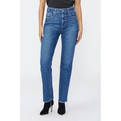 PAIGE Stella High Rise Straight Leg Jeans Medium Blue Distressed Size 27