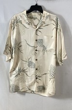 Tommy Bahama Men's Pearl Diver Cream Pineapple Print Silk Camp Shirt Sz M