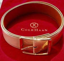 COLE HAAN Women?s *VERY RARE*Beige Patent Leather1.5? WideBelt LARGE&Storage Bag