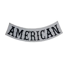 AMERICAN Rocker Patch - 11" x 2" Large White & Black Biker Vest Jacket DIY Cut