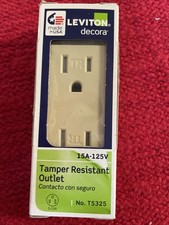 Leviton Tamper Resistant Outlet Ivory 2-Pole 15A 125V T5325