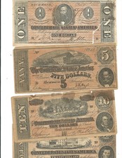 Confederate States of America $1,$5,$10,$20-Facsimile Notes-FREE SHIPPING!
