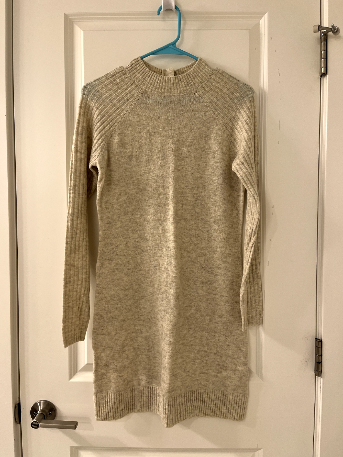 Abercrombie & Fitch Sweater Dress Womens XS Knit Mock Neck Beige