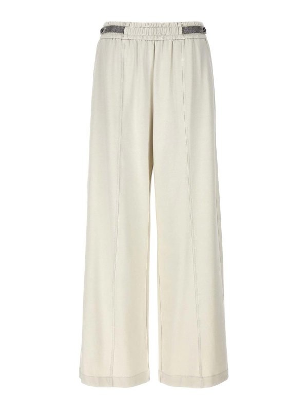 BRUNELLO CUCINELLI WOMEN'S OFF WHITE RELAXED COTTON TROUSERS MSRP $2415