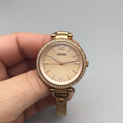 Fossil Womens Watch 32mm Rose Gold Tone Crystals ES3226 New
