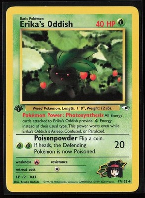 Erika's Oddish 47/132 1st Edition Uncommon Gym Heroes Pokemon LP