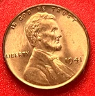 1941-P Lincoln Wheat Cent Penny GEM RED BU From an Original Bank Roll