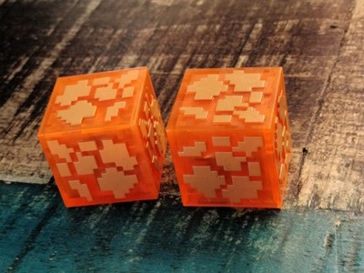 Lot Of 2 Rare  Minecraft 1'' Cube Light-Up Lava Magma Orange Block Toy Works